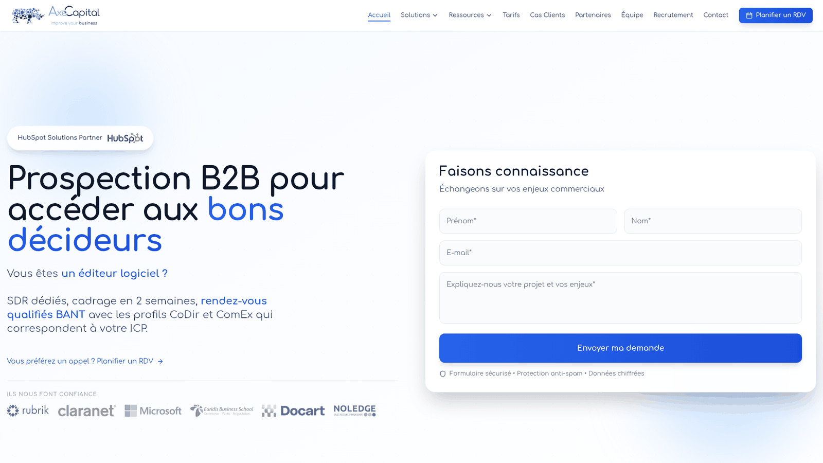AXE Capital — Agence de génération de leads B2B en France.